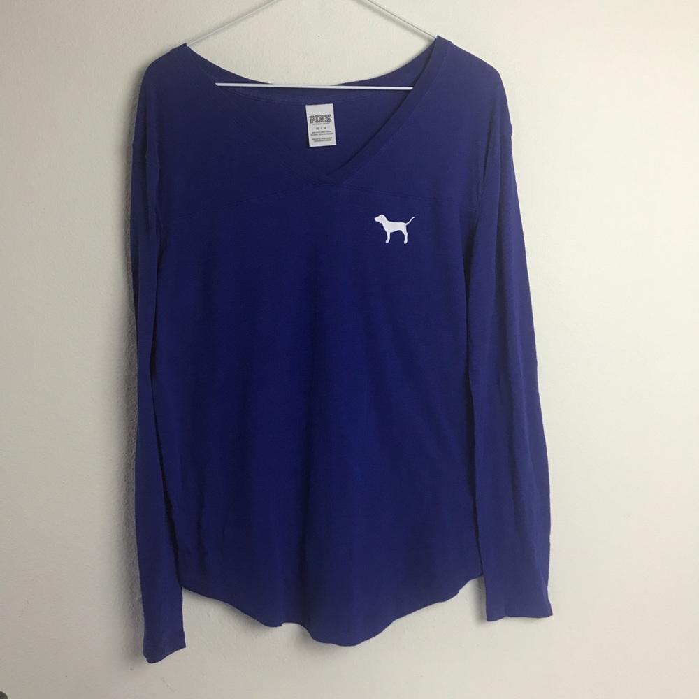 PINK Victoria's Secret Blue Vneck Shirt Size M